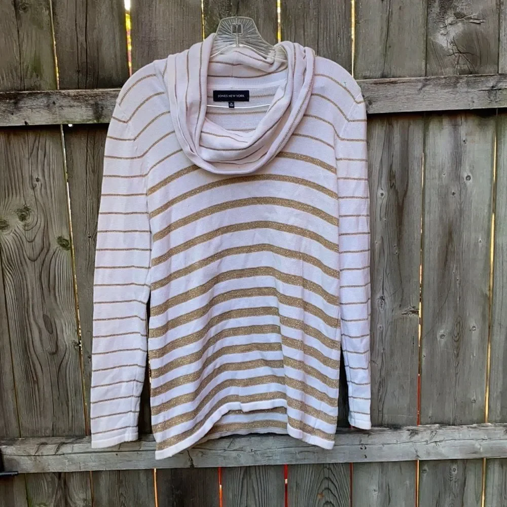 Jones New York Gold stripped sweater sz. M